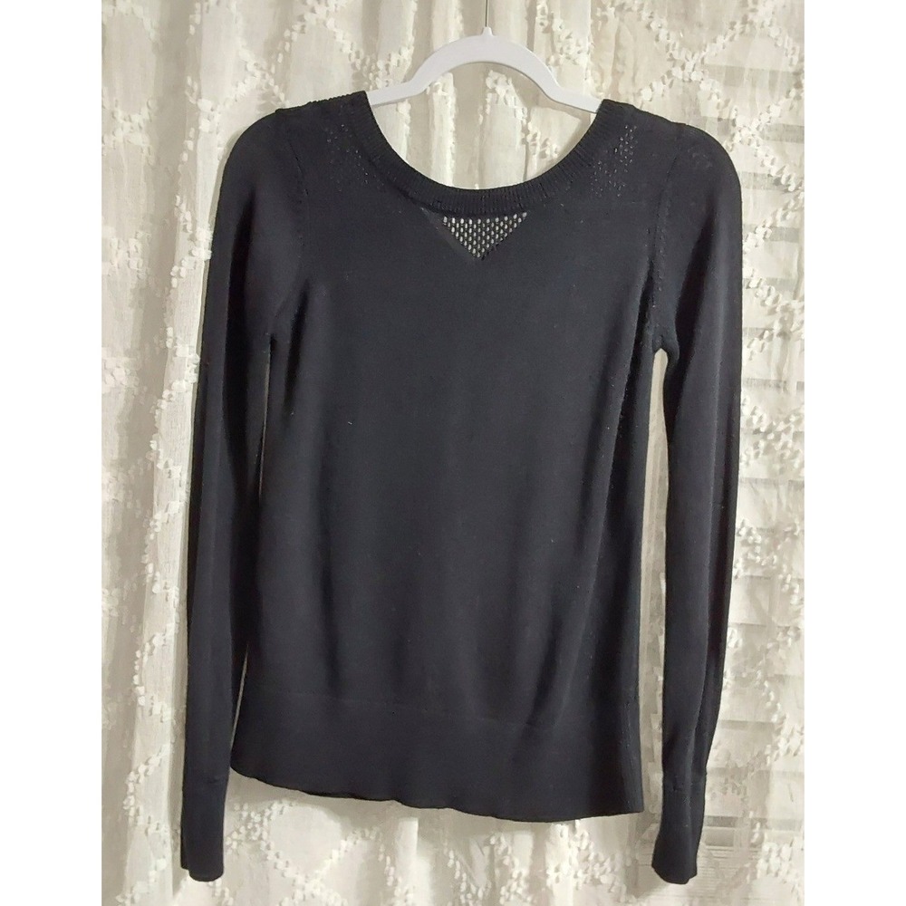 Lululemon Black Long Sleeve Mesh Wrap Back Knit Sweater Womens Small 4